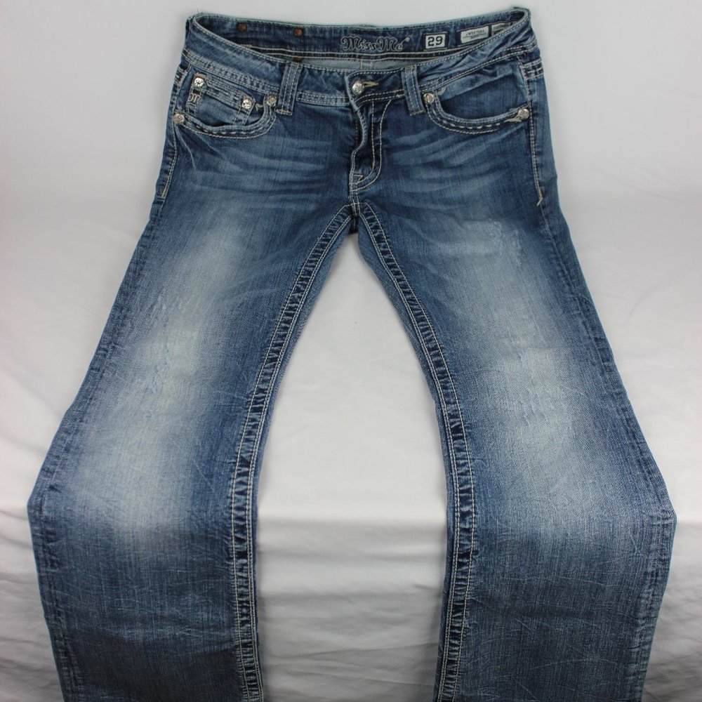 Miss Me Boot Cut Jeans in Light Blue Wash